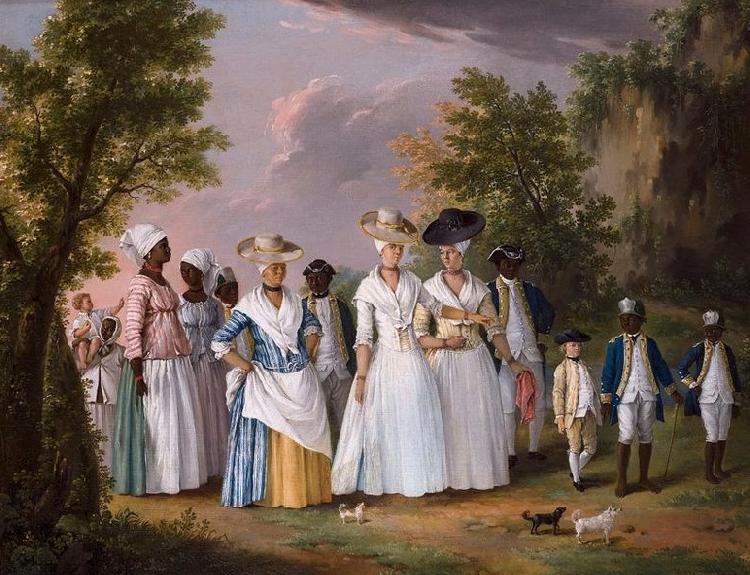 Agostino Brunias Free Women of Color with their Children and Servants in a Landscape oil painting image